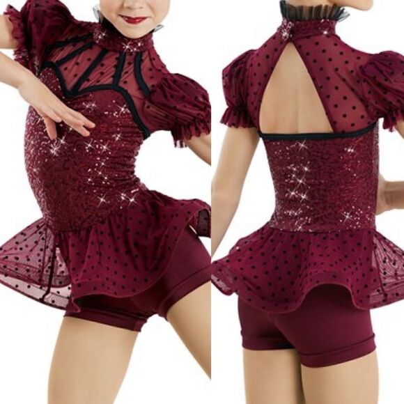 Weissman dance costume burgundy red biketard Hung Up
10877 child LC - Picture 1 of 11